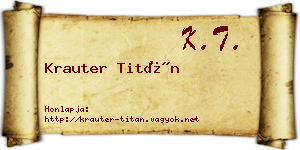 Krauter Titán névjegykártya